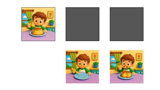 Zapp: kaartenluisterspel (3 op een rij) pudding eten (klik=hoor wat erop staat) | ZIM JavaScript Canvas Framework - Code Creativity