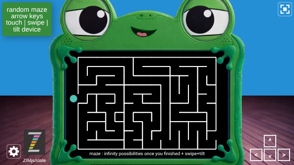 Zapp: TabletToy- random maze :arrows+swipe+tilt : each finish new maze | ZIM JavaScript Canvas Framework - Code Creativity