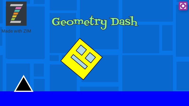Zapp: Geonmetry Dash (not a game) only face = new Container+rot()+backing | ZIM JavaScript Canvas Framework - Code Creativity