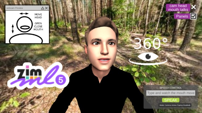 Zapp: boyperson TYPE text and mouth will speak open/close +turn head in cam(ml5) | ZIM JavaScript Canvas Framework - Code Creativity