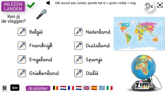 Zapp: Wereldbol: land lezen en je ziet de vlag (ZIM speech() ) | ZIM JavaScript Canvas Framework - Code Creativity