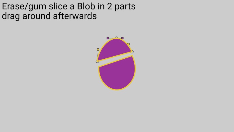 Zapp: ZIM Blobs builder: slice egg : drag parts (cut blob same color+simple path) | ZIM JavaScript Canvas Framework - Code Creativity