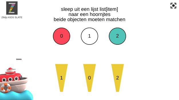 Zapp: DROP sleep uit een lijst naar het hoorntje (1280X720) | ZIM JavaScript Canvas Framework - Code Creativity