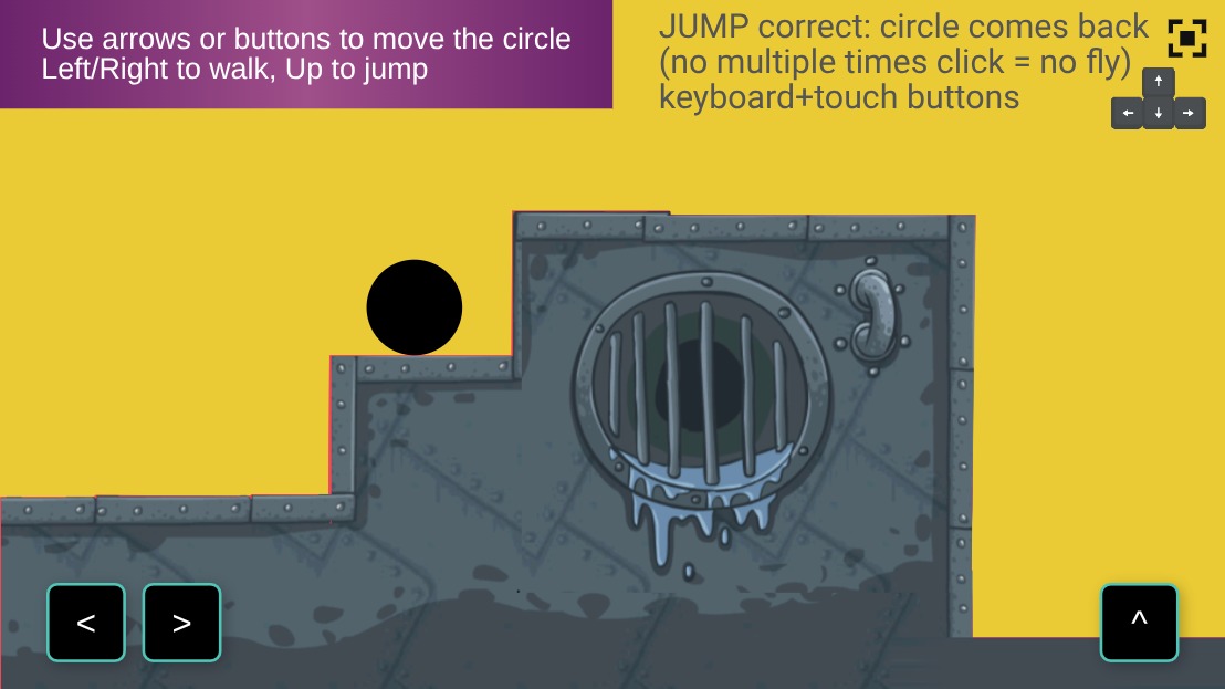 Zapp: jump ball noGAMEbasic: CONCAVEwalls:arrows+TOUCH<>up  stairs JUMP(=ones) | ZIM JavaScript Canvas Framework - Code Creativity