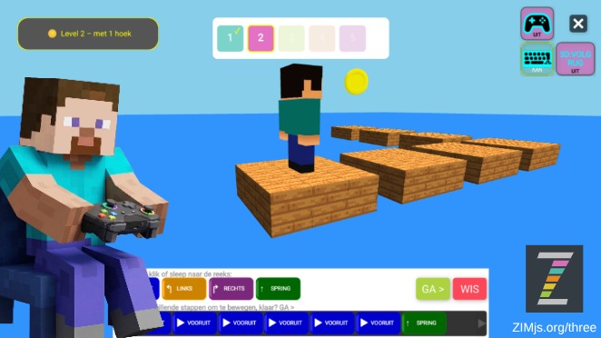 Zapp: Steve GAME:Ocean:5levels BLOK<>CONTR.voor-draai-spring MUNT(noTouch) | ZIM JavaScript Canvas Framework - Code Creativity