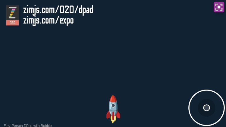 Zapp: noto_rocket ZIMjs.com/020/DPad(useBubble) MotionController(firstPerson) | ZIM JavaScript Canvas Framework - Code Creativity