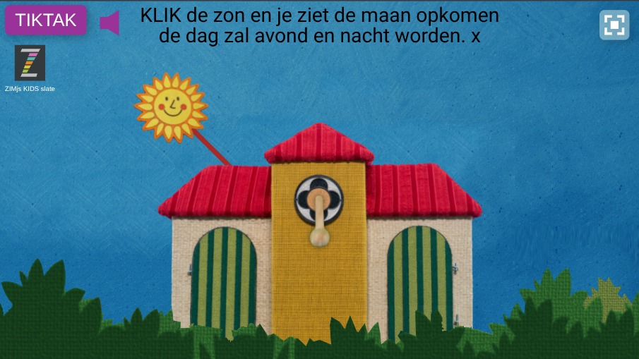 Zapp: TikTak huisje met zon en maan die tevoorschijn komt (titel wisselt niet) | ZIM JavaScript Canvas Framework - Code Creativity