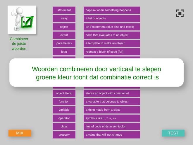 Zapp: ZIM knowledge terms: words<>sentence (tiles matching) | ZIM JavaScript Canvas Framework - Code Creativity
