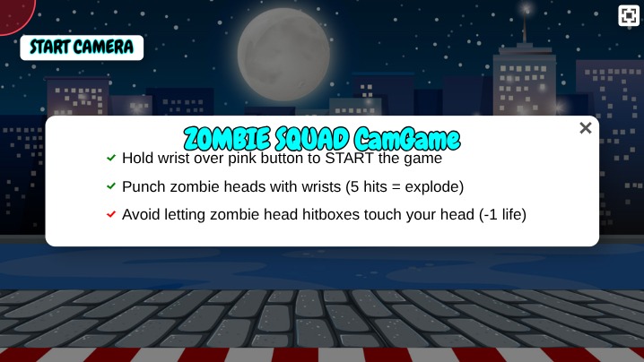 Zapp: Zombivison, kickbox zombie+ damage+expl.+ indcator + camBig +waiter | ZIM JavaScript Canvas Framework - Code Creativity