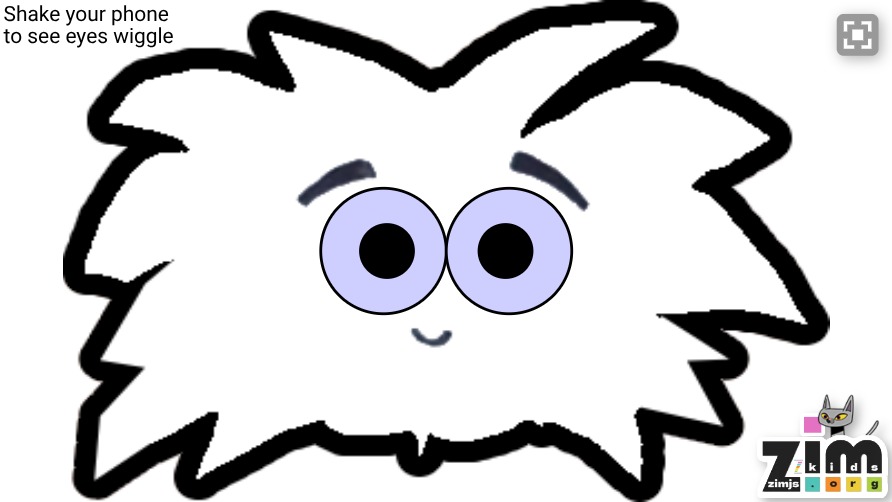 Zapp: ShakeMonster with 2 eyes (shake your smartphone to move eyes) | ZIM JavaScript Canvas Framework - Code Creativity