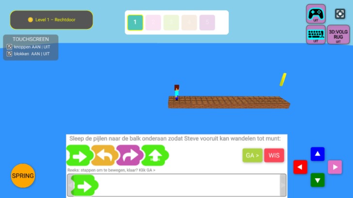Zapp: Minecraft Steve 3D: wandel+spring naar munt (touch+keyboard+controller) | ZIM JavaScript Canvas Framework - Code Creativity