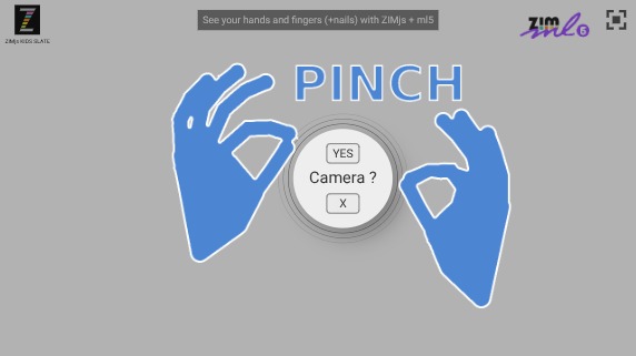 Zapp: ZIM+ml5 hands BLUE skeleton: only showing hands with nails! (no game) | ZIM JavaScript Canvas Framework - Code Creativity