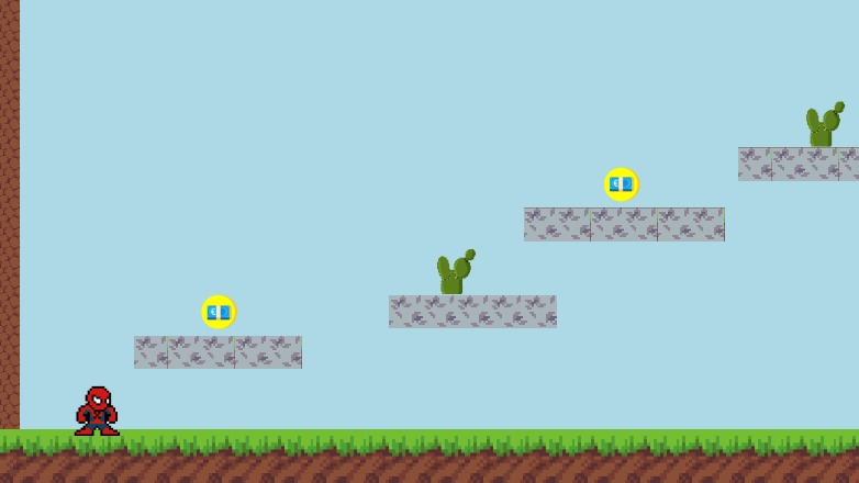 Zapp: Minecraft spiderMan walk+jump on platforms+touchArrows fullGAME+shoot | ZIM JavaScript Canvas Framework - Code Creativity