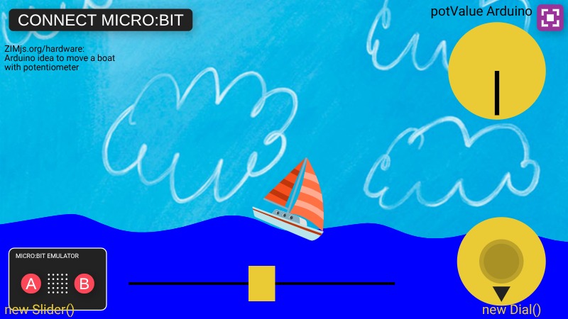 Zapp: microbit sailboat animatin left right | ZIM JavaScript Canvas Framework - Code Creativity