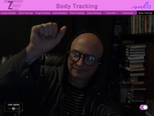 Zapp: <span style=color:#995599>018</span><br>ZIM - ML5 Body Tracking | ZIM JavaScript Canvas Framework - Code Creativity