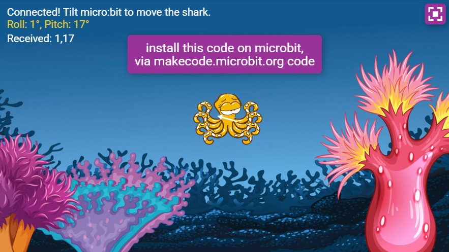 Zapp: TILT+dpad L: new Pic(octopus) only microbit possible + arrow visible | ZIM JavaScript Canvas Framework - Code Creativity