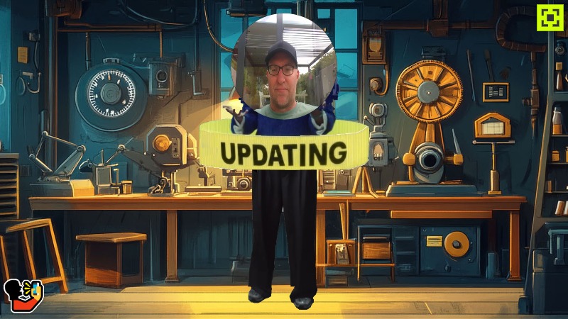 Zapp: Update knop: update.gif beweegt de letter update - reclameknoppen +cam | ZIM JavaScript Canvas Framework - Code Creativity
