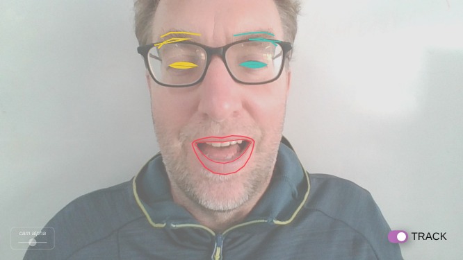 Zapp: cardboard robot app face-tracking ml5js fullscreen (version 1: no sliders) | ZIM JavaScript Canvas Framework - Code Creativity