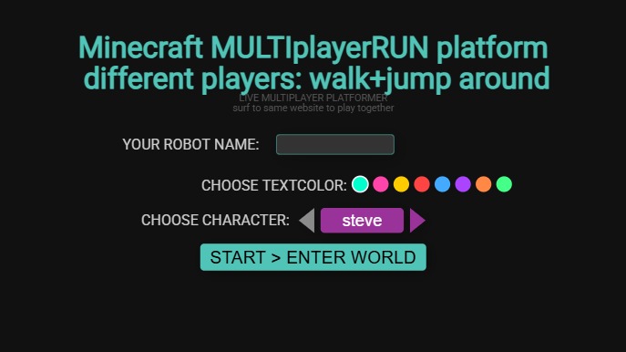 Zapp: Minecraft3D:MultiPlayerRun:walk+jump a-r textures +name+color(onlyNight) | ZIM JavaScript Canvas Framework - Code Creativity