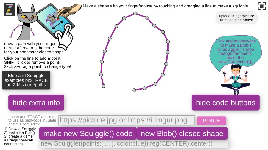 Zapp: Trace an image or Draw a path with one finger and get the code  | ZIM JavaScript Canvas Framework - Code Creativity