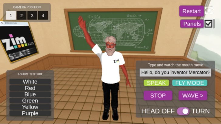 Zapp: MetaHuman T-pose: Mercator (3D+Tshirt) mouth/talk+360(noVRbtn) +wave | ZIM JavaScript Canvas Framework - Code Creativity