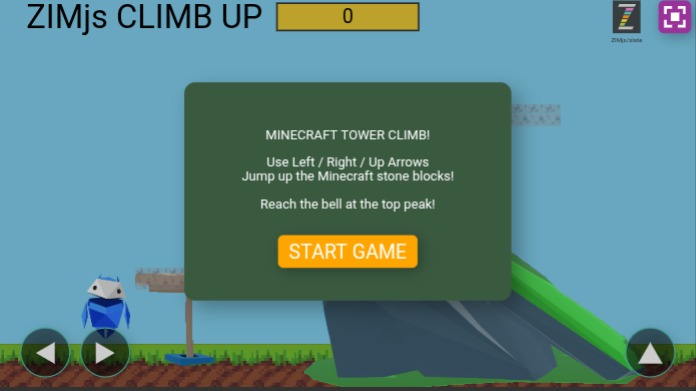 Zapp: Minecraft internaut walk+jumpshoot coins+ GAME (nobacking)v1 | ZIM JavaScript Canvas Framework - Code Creativity
