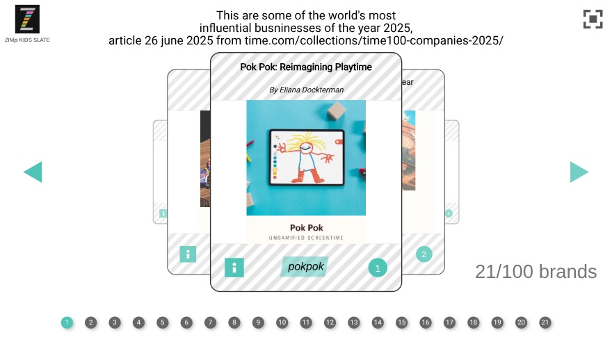 Zapp: TIMEmagazine: carousel3D starting with PokPok, above: title + author | ZIM JavaScript Canvas Framework - Code Creativity