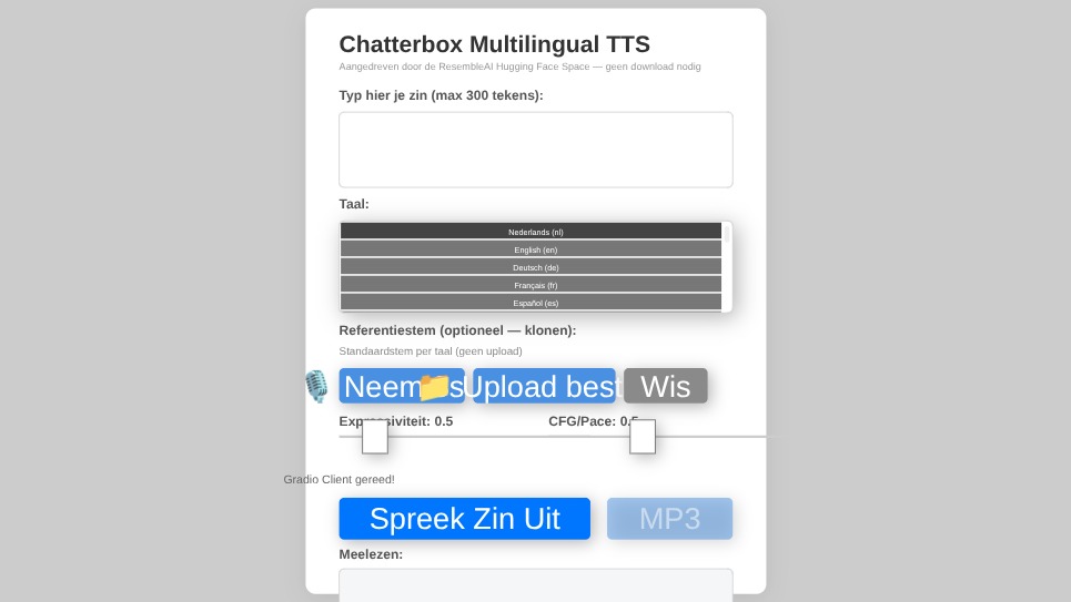 Zapp: TTS chatterbox : multilangual so also dutch API not found - version3 | ZIM JavaScript Canvas Framework - Code Creativity