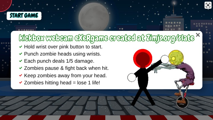 Zapp: Zombivison, kickbox zombie stopposition+bar+expl.+lives+ camBig +waiter  - Copy | ZIM JavaScript Canvas Framework - Code Creativity