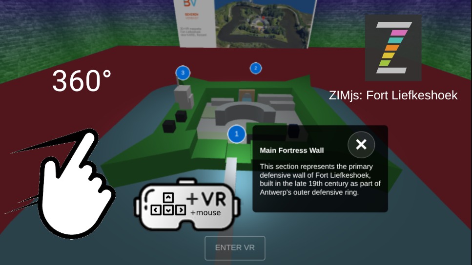 Zapp: 3D Fort Liefkeshoek: click numbers to see annotation ENG | ZIM JavaScript Canvas Framework - Code Creativity