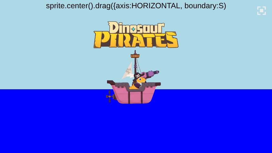 Zapp: dinoPirates:INFO: Sprite(boatPink) in water (drag horizontal) noTextAreaCode | ZIM JavaScript Canvas Framework - Code Creativity