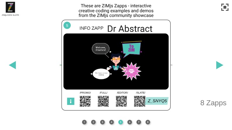 Zapp: Carousel3D collection Zapps: only phone-print BIG + QRlinks+name AUTHOR | ZIM JavaScript Canvas Framework - Code Creativity
