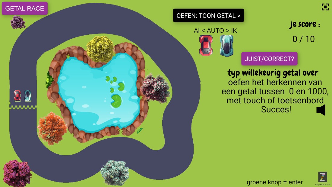 Zapp: Getal race: typ het juiste getal over (nog geen AI tijd) versie1 | ZIM JavaScript Canvas Framework - Code Creativity