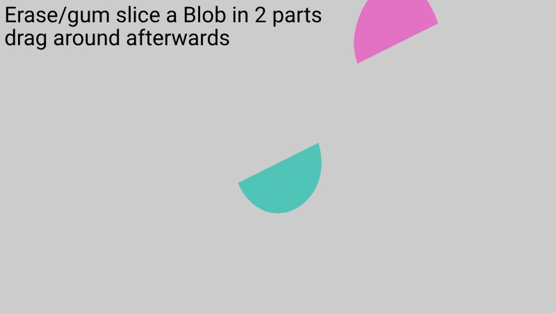 Zapp: ZIM Blobs builder: slice egg : drag parts around (cut blob in different colors) | ZIM JavaScript Canvas Framework - Code Creativity
