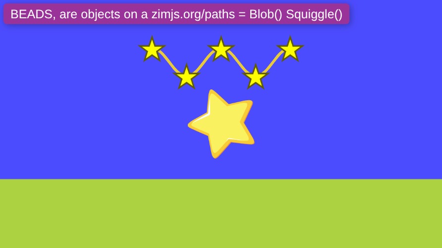 Zapp: beads=objects, here stars on a squiggle zapp_assets , zapp_path=