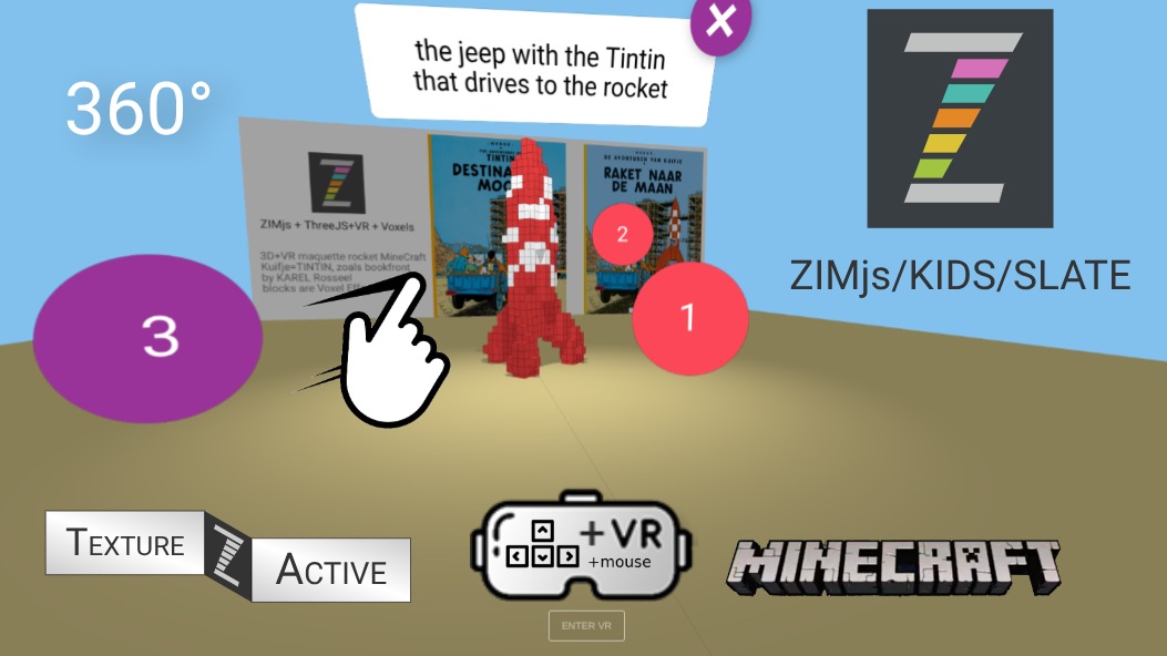 Zapp: Voxel Rocket, TINTIN his rocket to moon as minecraft blocks 3 annotations) | ZIM JavaScript Canvas Framework - Code Creativity