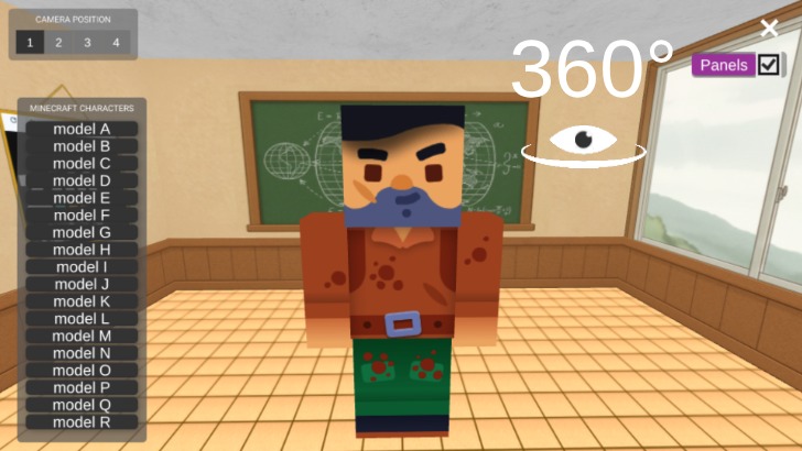 Zapp: Robot kenney minecraft VR/XR+HUD:classroom (a-r.glb textures)+Mouse | ZIM JavaScript Canvas Framework - Code Creativity