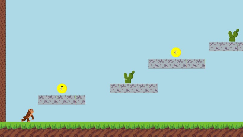 Zapp: Minecraft Monkey walk+jumpshoot touchArrows fullGAME bullet circles | ZIM JavaScript Canvas Framework - Code Creativity
