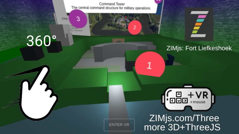 Zapp: 3D Fort Liefkeshoek: click numbers=annotation faces user (ZIM annotations) | ZIM JavaScript Canvas Framework - Code Creativity