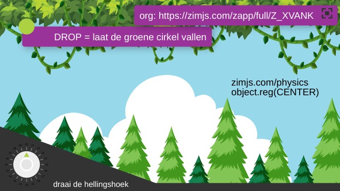 Zapp: DROP circle falls down (org. example from zim) + change degree | ZIM JavaScript Canvas Framework - Code Creativity