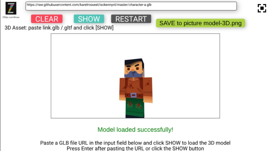 Zapp: Export model.png: your/link.glb file a .png (by turning your threeJS file) | ZIM JavaScript Canvas Framework - Code Creativity