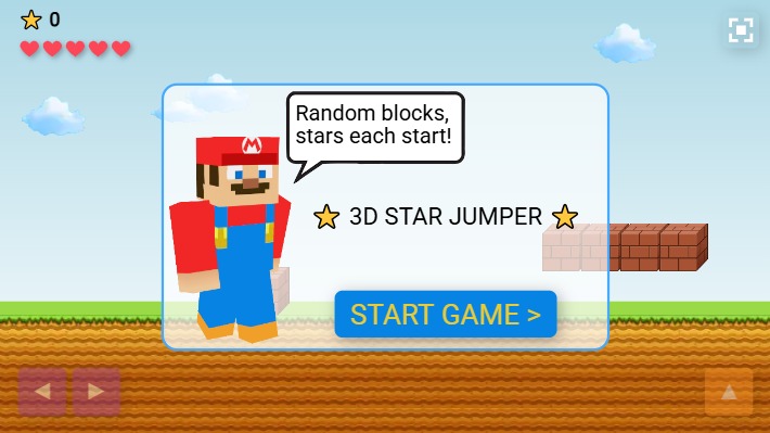 Zapp: MinecraftMario 3D: JUMP yellow 2Dstars, no red! basic + stoneblocks | ZIM JavaScript Canvas Framework - Code Creativity