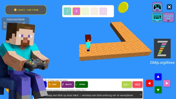 Zapp: Steve GAME:Ocean:5levels BLOK aan|uit <touch+contr.> draai+spring MUNT | ZIM JavaScript Canvas Framework - Code Creativity