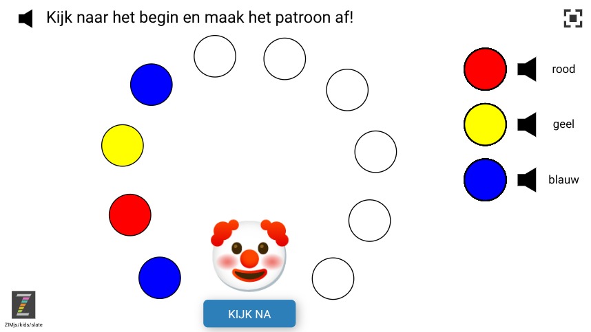 Zapp: Carnaval: boog cirkels in patroon 3 kleuren af (blauw-rood-geel-..) (op path) | ZIM JavaScript Canvas Framework - Code Creativity