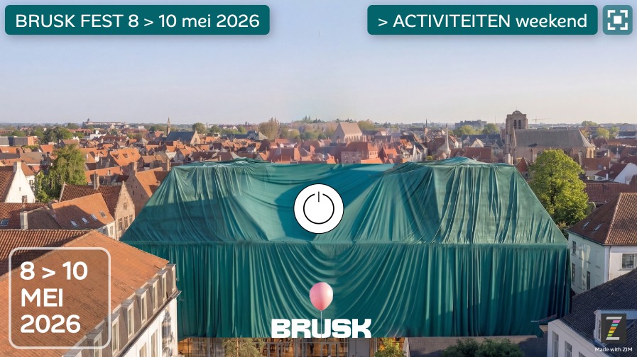 Zapp: BRUSK FEST: animatie: ballon opent doek van museum BRUSK in Brugge  | ZIM JavaScript Canvas Framework - Code Creativity