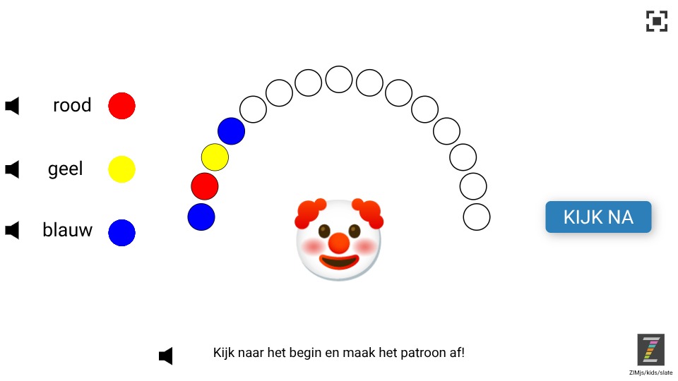 Zapp: Carnaval: boog cirkels in patroon 3 kleuren af (blauw-rood-geel-..) (no path) | ZIM JavaScript Canvas Framework - Code Creativity