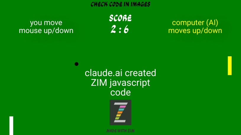Zapp: pong created with Claude.AI | ZIM JavaScript Canvas Framework - Code Creativity