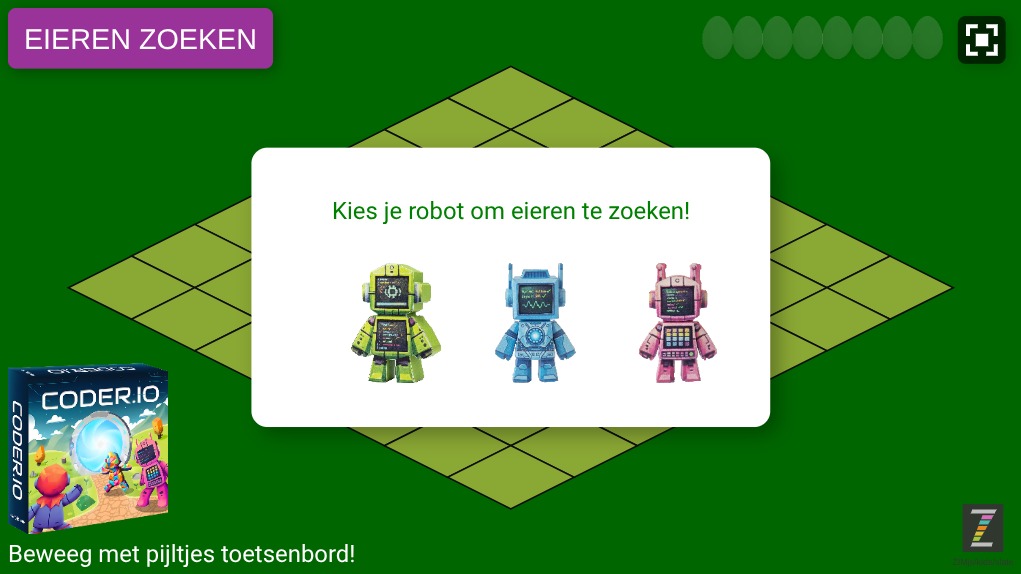 Zapp: player-target:robot-ei: ISO game: 8 verschillende eireren met toetsenbord NL | ZIM JavaScript Canvas Framework - Code Creativity