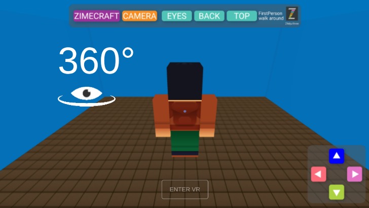 Zapp: Robot WALK-in-room:ZIMECRAFT:glass+tiles (VR+HUD:a) FirstPerson noAxis | ZIM JavaScript Canvas Framework - Code Creativity