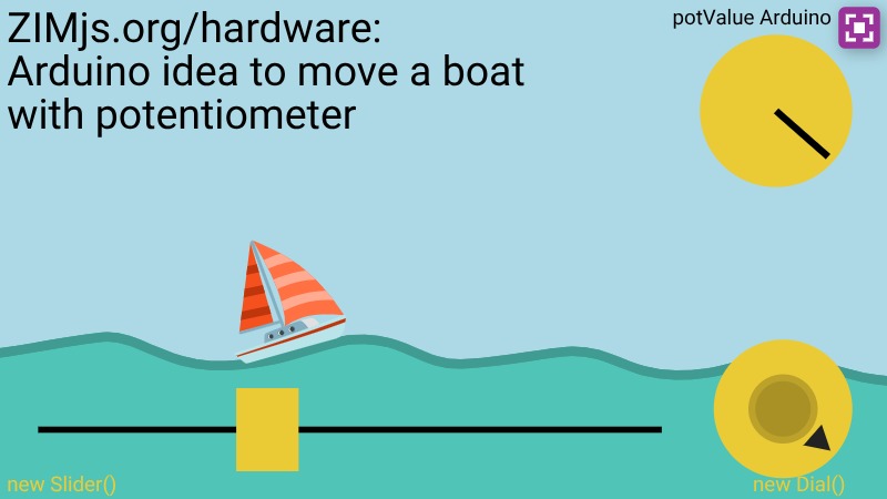 Zapp: Noto_emoji sailboat with imgur ocean water - Arduino code - to app version1 | ZIM JavaScript Canvas Framework - Code Creativity